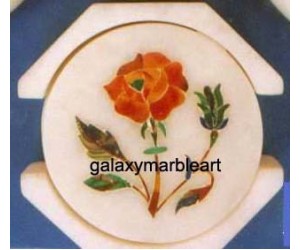 Handcrafted marble inlay coaster set 3" Cs-4